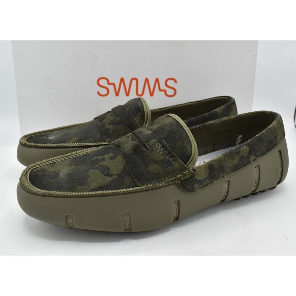 SWIMS Mens Size 8 Luxe Driver Hickory Green Camo Camouflage Loafers Shoes
